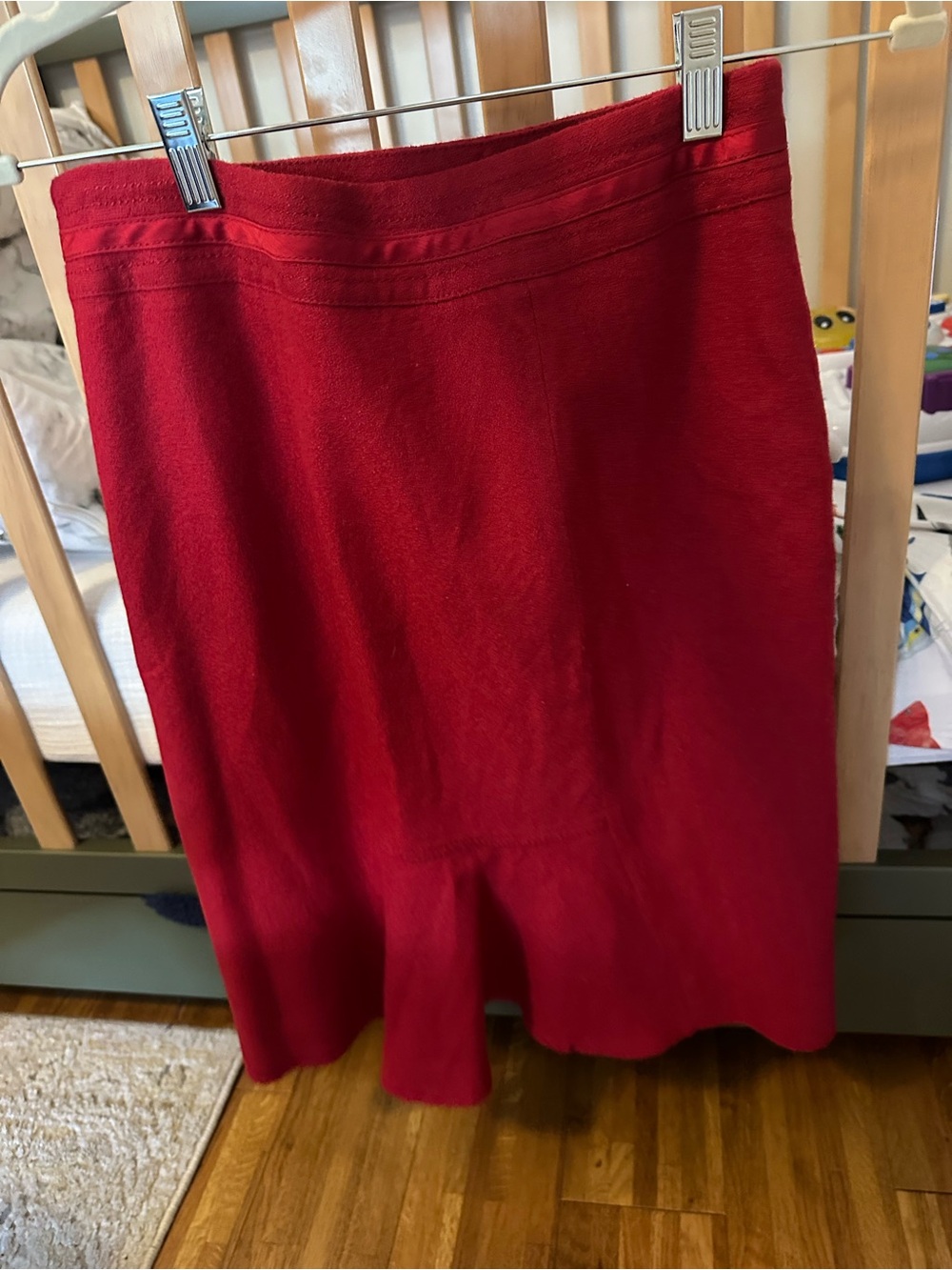 White House black market Red Women’s Knit Skirt - Classic A-Line